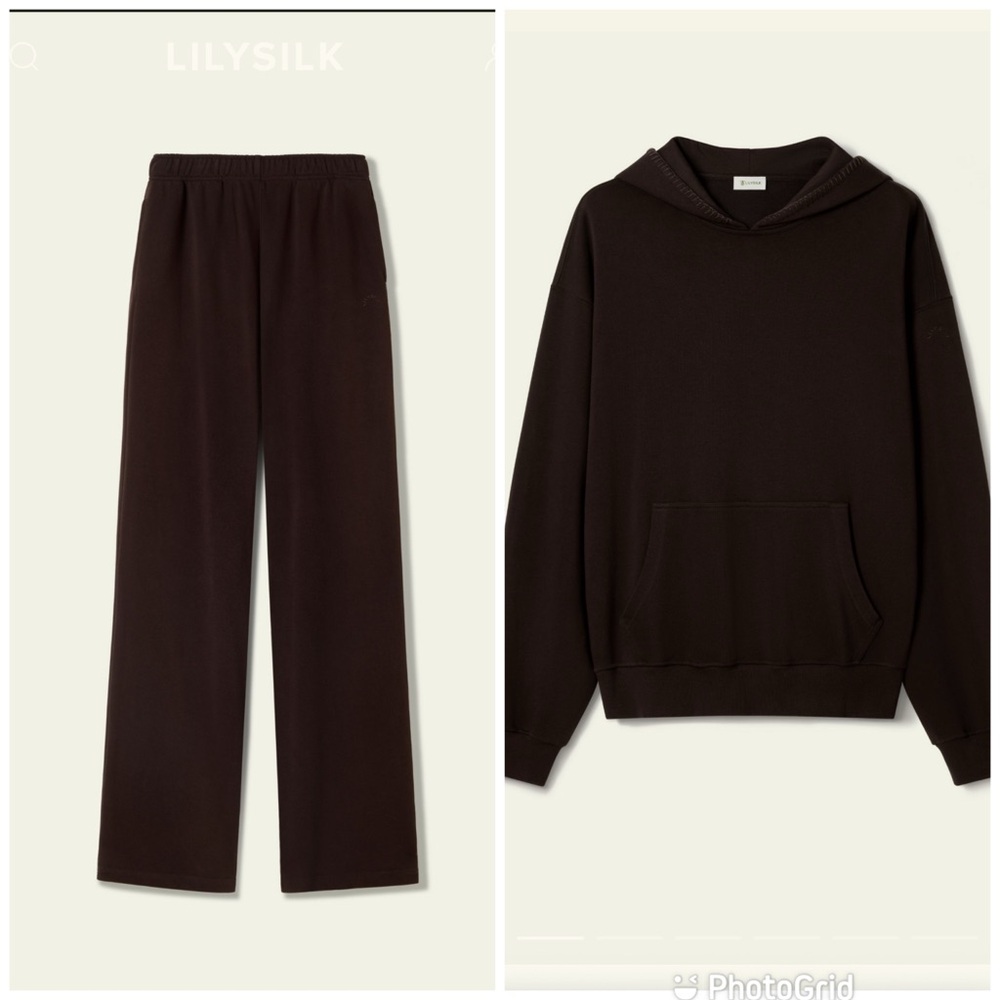 LILYSILK Women's Dark Brown Straight-Leg Lounge Pants